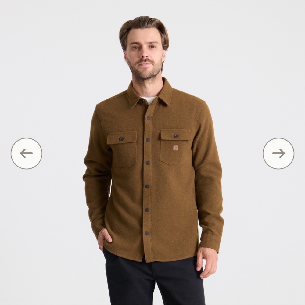 Roark Nordsman Wood Flannel Shirt Jacket Men’s Large Brown Wool Blend Button